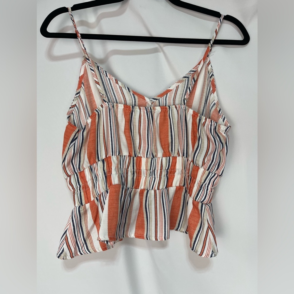 Sage the labor orange white stripes peplum cropped spaghetti straps tank top M - Picture 14 of 14